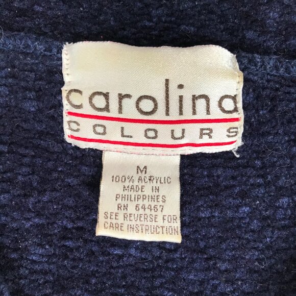 Vintage 90s Carolina Colours Navy Cottagecore Indie Grandpa Pullover Sweater / M - Picture 6 of 7